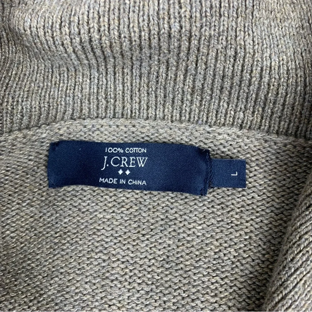 J. Crew Sweater Men's Large Taupe Toggle‎ Closure Long Sleeve Cotton Preppy